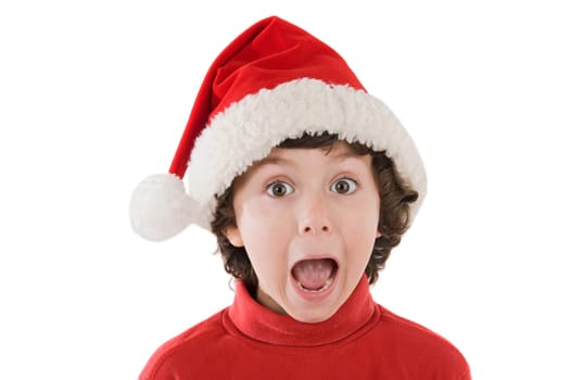 Adorable boy with red hat of Christmas