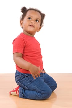 Adorable african baby kneel down