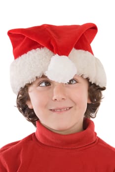 Funny boy with red hat of Christmas