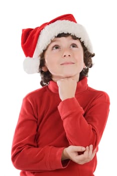 Adorable boy with red hat of Christmas