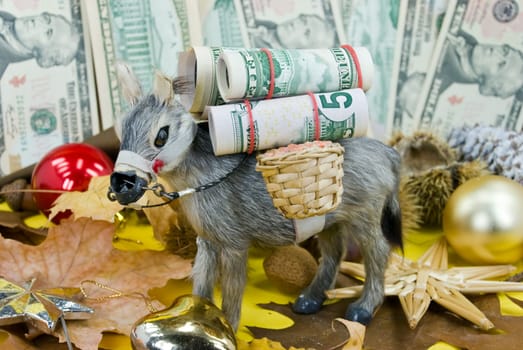 Money mule with a lot of money,Christmassy