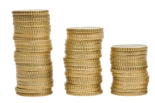 Three piles of money