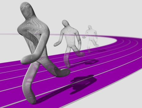 3D wireframe model on the running track