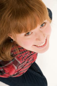 young woman down view