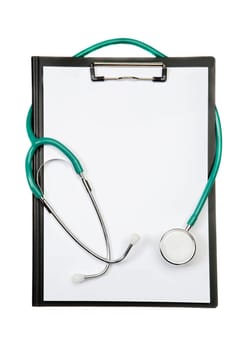 Clipboard with stethoscope