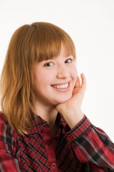 young woman touch the cheek