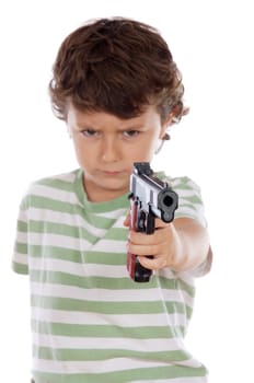 Boy with one pistol on his hands