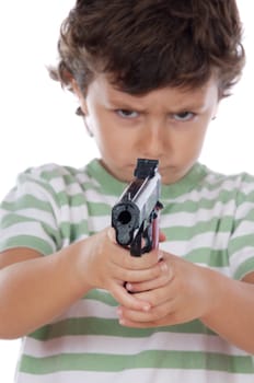 Boy with one pistol on his hands