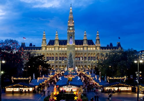 Christmas market in Vienna at the town hall
