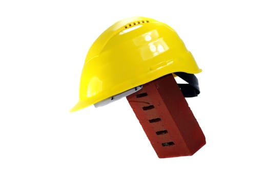 Construction helmet with brick