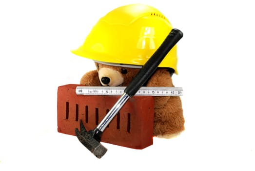 Construction helmet with brick