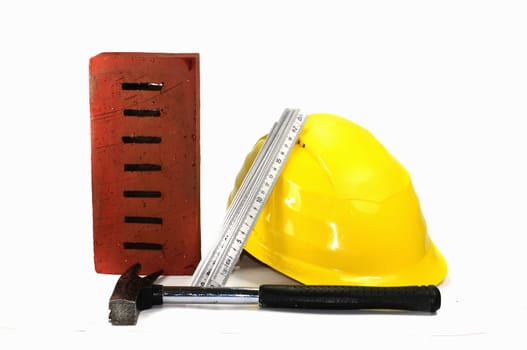 Construction helmet with brick