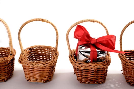 A gift box in a basket