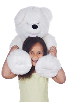 African girl with teddy bear