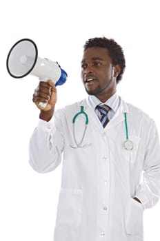 Young doctor whit megaphone