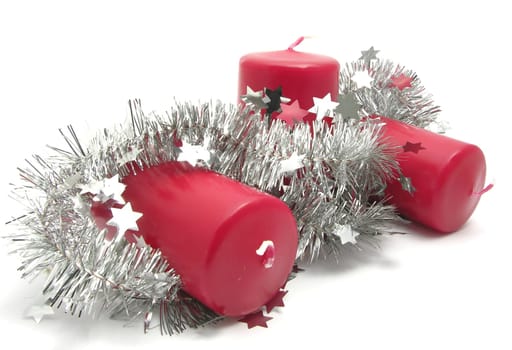 Red candles with Christmas decoration
