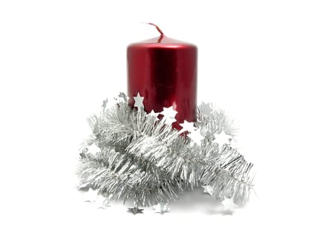 Red candle with Christmas decoration