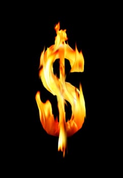 dollar sign shapped fire flame