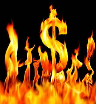 dollar sign shapped fire flame