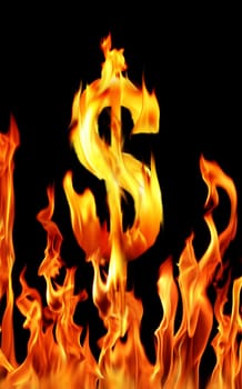 dollar sign shapped fire flame