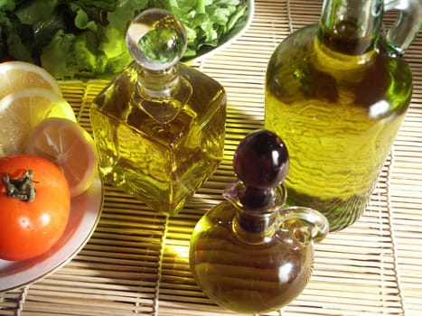 close up shot of vegetables and oliveoil