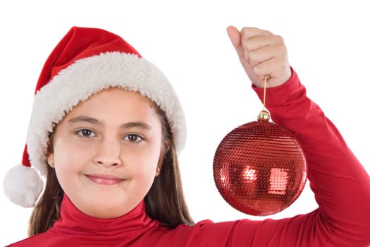 Girl with red ball of christmas