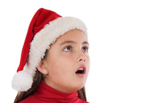 Surprising girl with hat of christmas