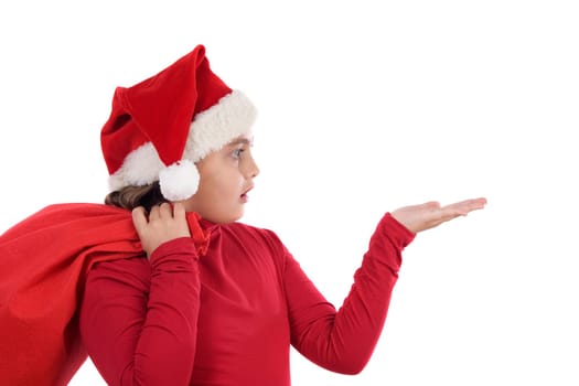 Surprising girl with hat of christmas