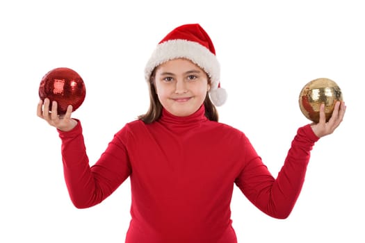 Beautiful girl with two balls of xmas