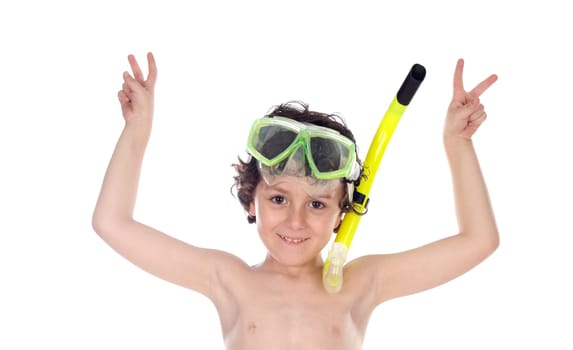 Child with diving mask