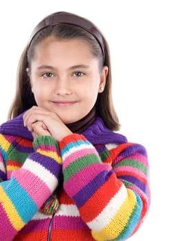 Adorable girl with woollen jacket