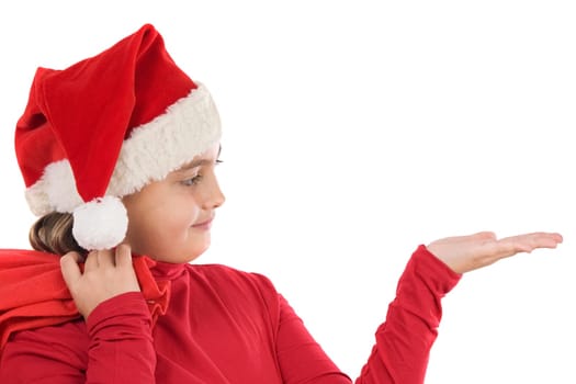 Surprising girl with hat of christmas