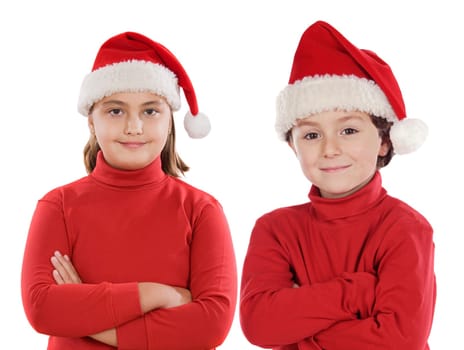 Couple of children with hat of Christmas