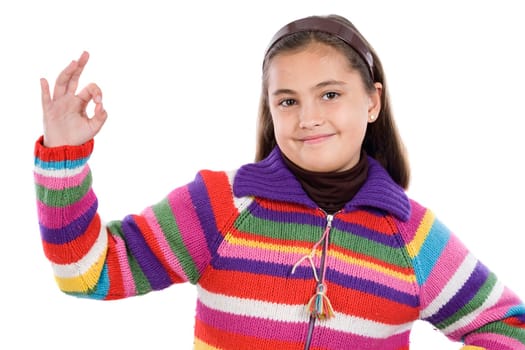 Adorable girl saying OK