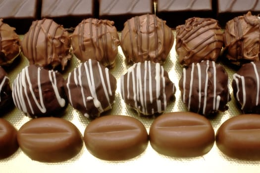 chocolates on white background