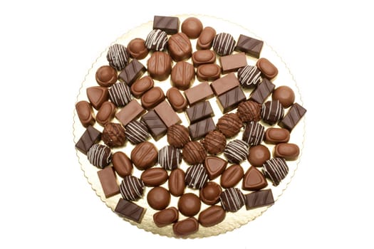 chocolates on white background