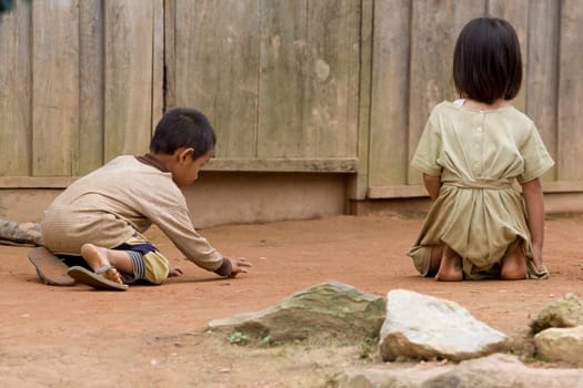 Hmong children playing in Laos
