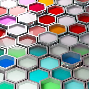 3d image of different color metal tank
