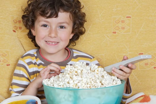 Boy with popcorn