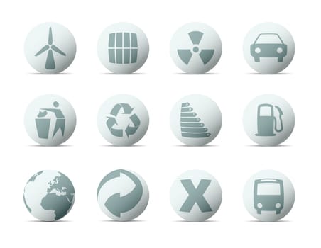 sphericals buttons with ecology  concept