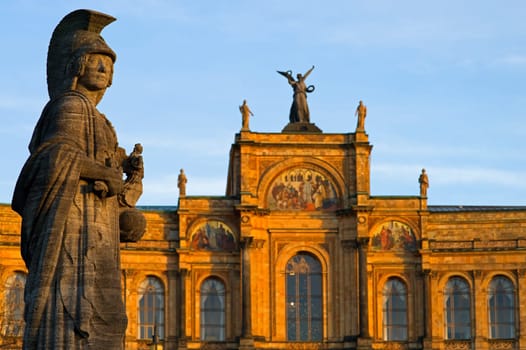Munich's Athena in front of the Maximilianeum