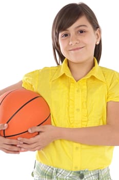 girl whit ball of basketball