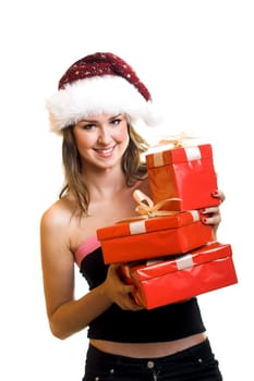 Santa Woman with Gifts