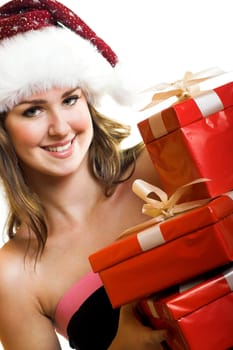 Santa Woman with Gifts