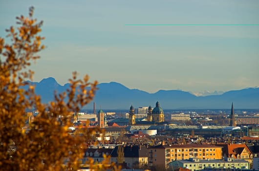 View of Munich and the Alps