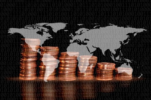 American One Cents on world map