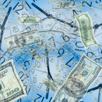 dollar in several clocks