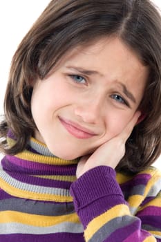 Adorable girl whit toothache