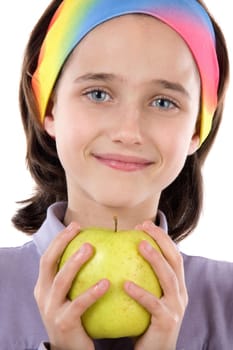 Adorable girl with a apple