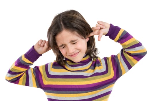 Pretty girl covering her ears